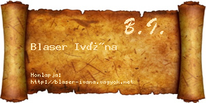 Blaser Ivána névjegykártya